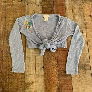 Matilda Jane girls Size 4 It's a Wonderful Parad Dandy Blue Shrug with Buttons
